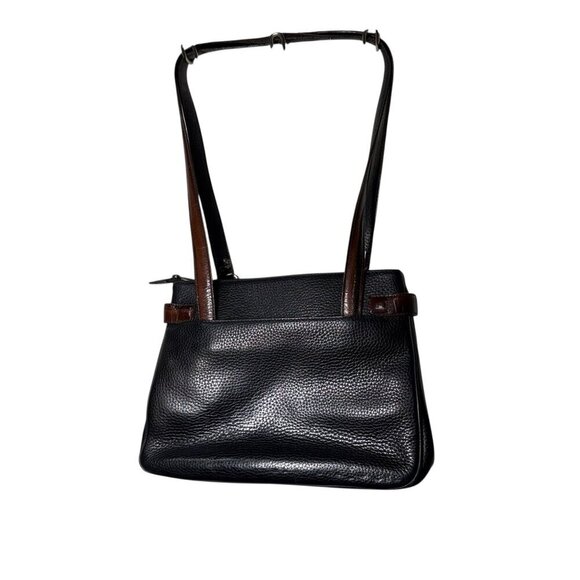 Vintage Brighton Brown & Black Embossed Leather Shoulder Bag With Heart Charm - Picture 4 of 10